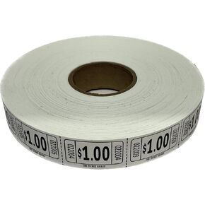 The Ticket Gurus-roll of 2000 White $1.00 Tickets Single Roll Consecutively Numbered Raffle Tickets