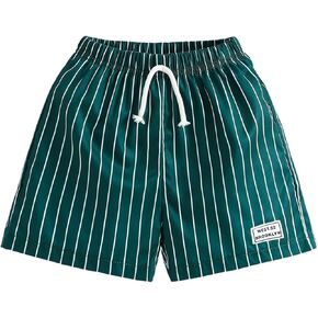Boy's Drawstring Waist Letter Striped Print Shorts Casual Wide Leg Track Shorts with Pocket