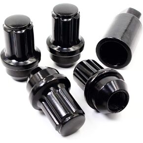 Set of 4 Veritek 14x2.0mm 2.0 Inch Length 22mm Key Hex Black Large Acorn Conical Seat Wheel Locks for Ford F-150 Expedition Lincoln Navigator Factory Wheels