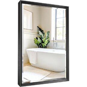 Bathroom Mirror, 36x30 Brushed Nickel Mirror for Over Sink, Shatterproof Beveled Silver Frame Mirror for Wall Anti-Rust, Brushed Nickel Bathroom Mirror Wall-Mounted (Vertical/Horizontal) in Kuwait