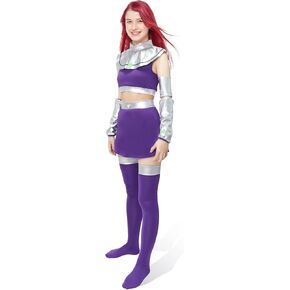US Size Purple Dress Cosplay Starfire Costume Set Anime Costume for Women Halloween Outfit Party