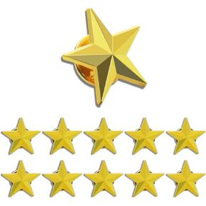 20/50/100/200Pack Military 3D five-pointed star Lapel Pin 5 Point Badge Gold 0.8 Inch -Metal for 4th of July Memorial Day Veterans Day Independence Theme Party