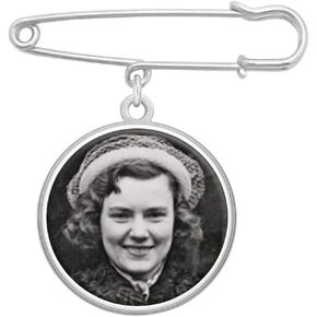 Wedding Boutonniere Bouquet Charm Pin Double Sided Round Photo Charm Mother of The Bride Gift for Groom with Photo Resizing Software