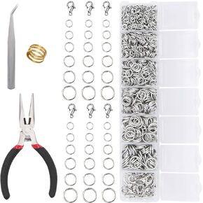 All Size Open Jump Ring and Lobster Clasps Kit for Jewelry Repair Tools Jewelry Making Accessories for Necklace Bracelets Earring Jewelry Making Repair (Silver)