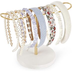 Dahey Headband Holder Metal Headband Organizer Hair Hoop Display Stand, Hair Accessories Organizer Storage Hair Ropes Bracelets Bangles College Dorm Room Decor for Women and Girls, Gold