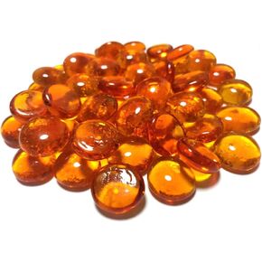Orange Flat Glass Marbles for Vase Filler, 1Lb Glass Marbles, Glass Stones for Vase Aquarium Table Scatter Decor