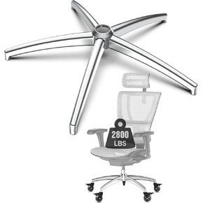 Office Chair Base Replacement (3300 lbs) - Heavy Duty Alloy Office Chair Base Replacement, Office Chair Reinforced Metal Legs, Universal Gas Cylinder and Caster Socket(Silver Base)