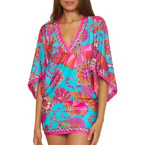 Trina Turk Women's Meilani Swim Dress, V-Neck, Casual, Floral Print, Beach Cover Ups