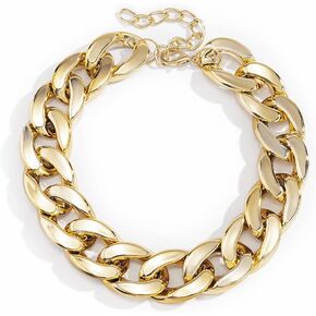 Statement Thick Chunky Silver/14K Gold Plated Cuban Chain Link Simple Big Paperclip Bib Necklaces for Women,Bold Fashion Charms Collar Necklace Punk Hiphop Jewelry for E