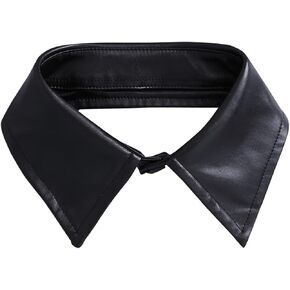 Women’s Dechable False Collar Neck PU Leather Dickey Decorative Collar