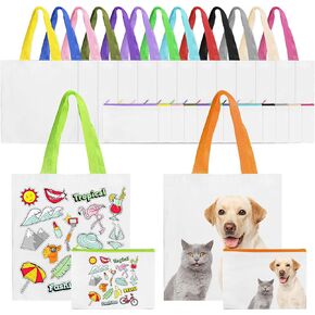 Joyclub 30 Pack Sublimation Tote Bags Bulk Customized Colors Polyester Cosmetic Makeup Bags Blanks Reusable Grocery Canvas Bags For DIY Shopping Subliamtion Decorating Painting Halloween