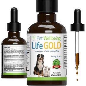 Pet Wellbeing Life Gold for Dogs & Cats - Vet-Formulated - Immune Support and Antioxidant Protection - Natural Herbal Supplement 4 oz (118 ml)