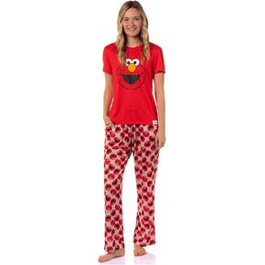 Sesame Street Women's Big Face Tossed Print Character Sleep Pajama Set