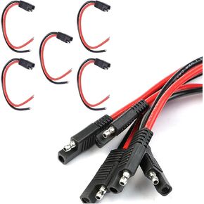 5PCS 10 Gauge 2 Pin Quick Disconnect Polarized Wire Harness, 12 Inch SAE Connector Bullet Lead Cable, Automotive Heavy Duty Extension Cable for Car Motorcycle Boat Tractor (10 AWG)