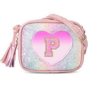 Birthday Gifts for 2 3 4 5 6 7 8 9 10 Year Old Girls, Little Girl Purse Toddler Kids Heart Purse Small Crossbody Bag with Tassel, Cute Personalized Initial Purse Gifts for Teens Daughter Sister(E)
