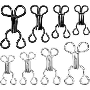 80 Pair Hook and Eye Sewing, 4 Size Bra Hooks Replacement Clasps for Clothing & Bra Hooks for Straps - Replacement Bra Hooks Sewing Hooks and Eyes Closure for Dress Trousers Skirt (12.5/14/17/22mm)