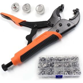 Bonsicoky Heavy Duty Snap Fastener Tool with 60-Set Snaps, Adjustable Snap Tool Fastener Plier Kit for Repairing Boat Covers, Canvas, Sewing, Tarps