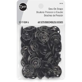 Dritz Sew On Snaps Black 48 Sets Fasteners, Size 4, 48ct
