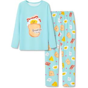 Topgal Boys Girls Pajamas Long Sleeve Sleepwear Trendy Navy Face Tie Dye Checkered 2-Piece PJs Set Comfy Big Kid Size 6-18