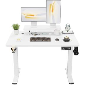 Shahoo Electric Standing Desk with Monitor Shelf, 63 x 27 Inches Height Adjustable Corner Table, Computer Workstation with Cup Holder and Hook for Home Office, Brown, 63x27 Inch, Rustic Brwon in Kuwait