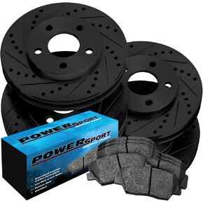 PowerSport Front Rear Brakes and Rotors Kit |Front Rear Brake Pads| Brake Rotors and Pads| Ceramic Brake Pads and Rotors |fits 2006-2015 Mazda MX-5 Miata