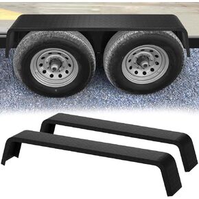 Trailer Fenders, Tandem Axle Trailer Fenders, Heavy Duty Painted Steel Diamond Tread Plate Fenders Fit for 13"-15" Tires, 10" x 72" x 13", Set of 2, Grey (Deep Black)
