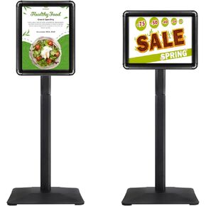 Heavy-duty 8.5x11 in Sign Stand Holder Floor Stand Sign, Poster Display Stand Aluminum Standing Signs with PVC Sheet & Heavy-duty pedestal, Black (3 Packs)