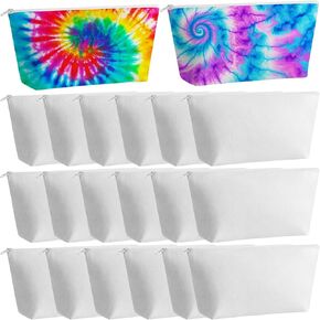 Sanwuta 20 Pcs White Cotton Makeup Bags for Tie Dying, Items Things to Tie Dye, Blank Pencil Case Cotton Cosmetic Bags for Large Groups Dye Party Supplies(10.2 x 5.5 x 2.1)