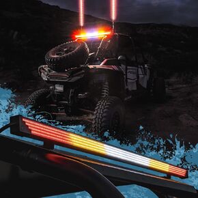 True Mods 35" Off-Road Rear LED Chase Light Bar for Polaris RZR Can-Am Maverick X3 UTV ATV SXS Truck [White Sequential Scanner] [Red Tail Brake Amber Turn Signal Flashing Blinker] [IP67 Waterproof]