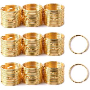 Shapenty 1 Inch/25mm Round Edged Metal Split Key Ring Chain Clip Connector Bulk for Car Home Keys Organization and DIY Art Craft Project (Gold, 100PCS)