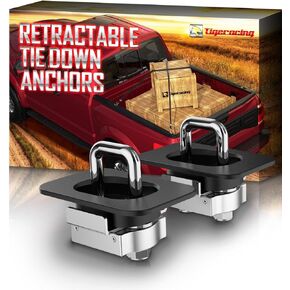 Tie Down Anchors Retractable Truck Bed Top Side D Ring Compatible with 98-12 Ranger | 98-2014 F150 | 98-2016 F250 & F350 Super Duty - 3000 LBS Capacity (of 4)