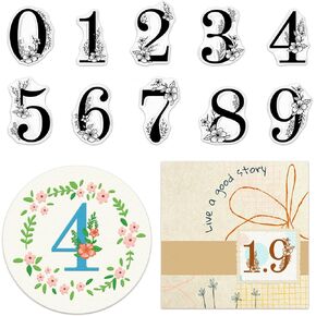 Numbers Clear Stamps for Card Making 0-9 Numbers Rubber Stamps 10 Digits Arabic Numerals Transparent Silicone Seals for Birthday Gift Card DIY Scrapbooking Embossing Card Album Craft Supplies