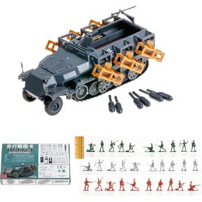 German STUKA ZU Fuss Military 1:72 ABS Vehicle Model SD.KFZ.251/1 AUSF.C for DIY Assmbly and Painting Plus 30 Mini Soldier Figures