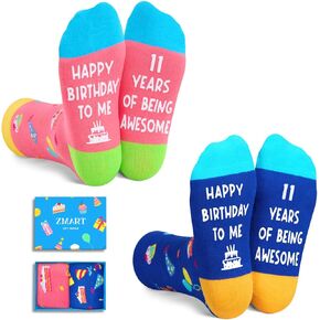 Zmart 11th Birthday Gifts Ideas Socks - Gifts for Eleven Year Old Tween Girls Boys, Gift for Preteen Girls Boys Age 11, Presents for 11 Year Olds 2 Pack