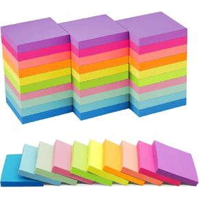 40 Pads Sticky Notes 1.5x2, 10 Bright Colors Self Sticky Notes, Sticky Pads, Recyclable, Self-Stick Pads, Easy to Post for Home, Office, Notebook