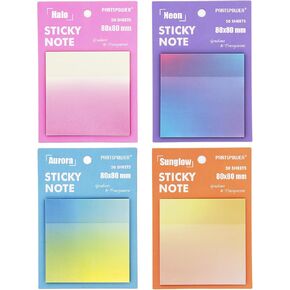 Gradient Transparent Sticky Notes, 8x8 cm See Through Notes for Annotating Bible Journaling Office Supplies, 50 Sheets/Pad, 4 Pads