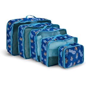 Bluey Bingo Packing Cube Set Bingo Bandit, Chilli, Stripe, Trixie - 5 Piece Packing Cube Travel Essential - Luggage Organizer Set - for Kids,Teens,Adults
