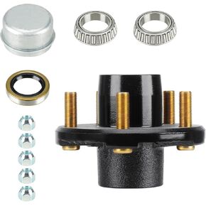 5-Hole 4.5" Bolt Circle Idler Hub Kits for 2K 2,000lbs Trailer Axle, Replacement for L44649 Bearing, Brake Drum