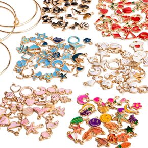 BigOtters 150PCS Enamel Charms for Jewelry Making, Enamel Charm Pendants Assorted Gold Plated Enamel Charm Set for DIY Crafts Bracelet Necklace