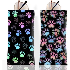 2Pcs Sunglass Eyeglass Glasses Case Soft PU Leather with Cleaning Cloth Cute Glasses Pouch Bag for Men Women Girs