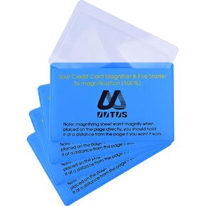 Outus 4 Pack Credit Card Magnifying Glass Plastic Magnifying Card for Wallet Fresnel Lens Magnifier Credit Card Size Pocket Magnifying Glass Small Magnifying Sheet Magnifying Glass Lens Firestarter