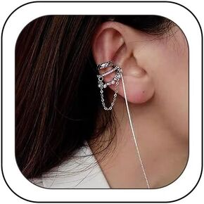 Ear Cuffs Non Piercing Gold Ear Cuff Earrings for Women Hoop Chain Earrings Dangle Hypoallergenic Clip on Earrings Adjustable Cartilage Earrings Gifts