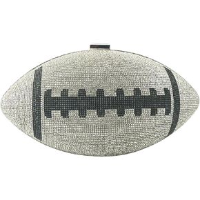 Artluxe Football Purse with Rhinestones Bling Glitter for Women Evening Football Shape Bag Purse Rugby Quirky Novelty Purses for Party, Brown