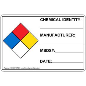 ComplianceSigns.com Chemical Identity: Manufacturer: Msds#: Date: Label Decal, 3x2 inch Poly, Roll of 100 for Hazmat, Made in USA
