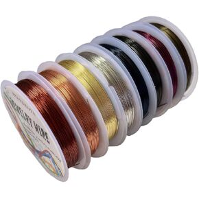 MIANDTOYA Copper Wire for Jewelry Making 8 Rolls 0.51mm 24 Gauge 10M Metal Soft Thin Gold Silver Beading for Supplies Crafts Floral Modeling Project Crystals Wrapping Christmas Garland