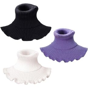 Ximimark 3 PCS Hand Knitted Fake Collar Detachable High Collars Turtleneck Dickey Collar For Women