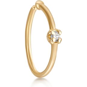 خاتم أنف بقياس 20 للنساء من Lavari Jewellers - مسمار أنف من الذهب الأبيض أو الأصفر عيار 14 قيراط - مسمار أنف للجنسين لا يسبب الحساسية - حلقة كلاسيكية مفتوحة ثقب الجسم 20 جرام للرجال