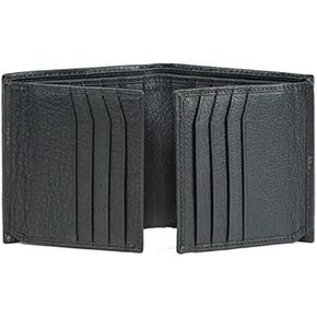 RFID Security Genuine Cow leather Dual Credit Card ID Flap Bifold Mens Wallet