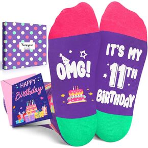 HAPPYPOP 11th Birthday Gifts Ideas for Girls - Socks for Kids Age 11, Eleven Year Old Gifts for Tween Girls Boys, Presents for 11 Year Olds