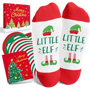 HAPPYPOP Christmas Gifts Stocking Socks for Girls - Christmas Striped Knee High Elf Socks for 2-12 Years